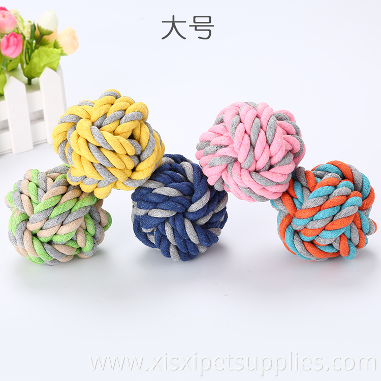 Rope Ball Dog Toy Teeth Cleaning Chew Toys Wholesale Braided Cotton for Dogs Pet Toys Different Color Cotton +polyster Opp Bag